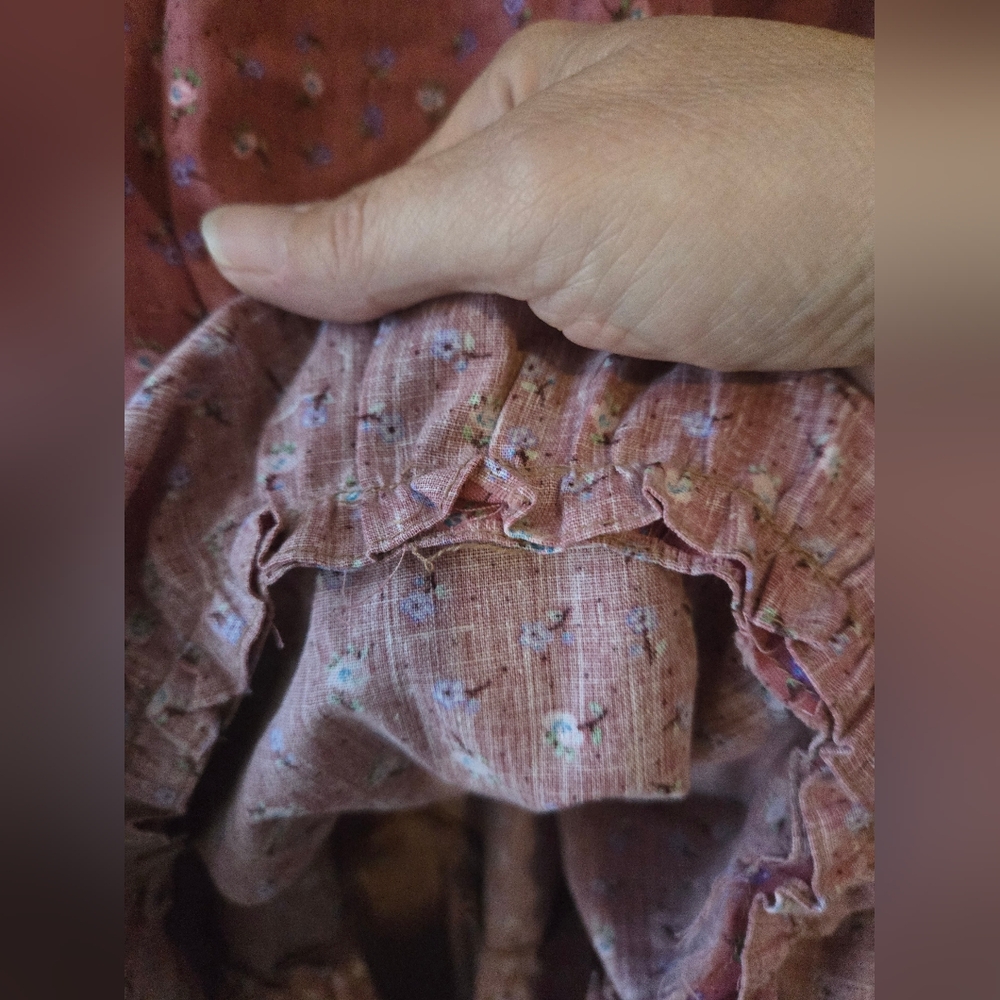 Women's Vintage Homemade Pink Tiered Prarie Skirt - Picture 8 of 11